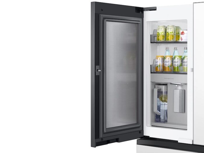 Bespoke 23 cu. ft. 4-Door French Door Smart Refrigerator with Beverage Center in White Glass, Counter Depth