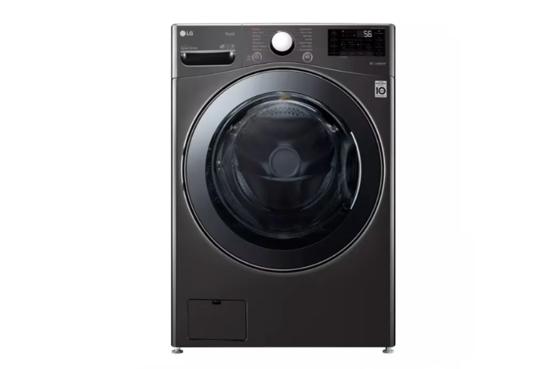 4.5 Cu. Ft. SMART Electric All-in-One Washer Dryer Combo in Black Steel with Steam & Turbowash Technology